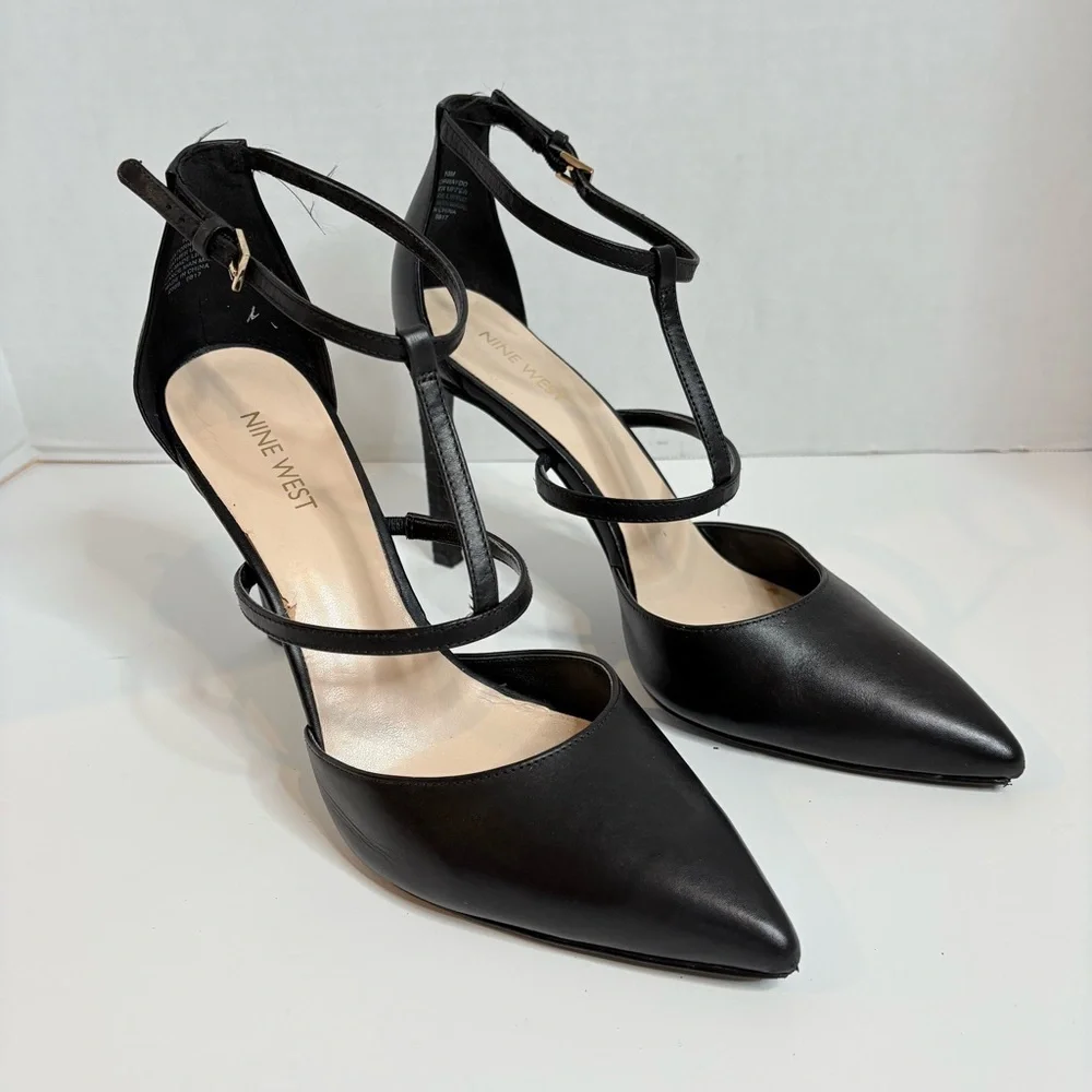 Nine West Black stiletto ankle strap Heels women’s size 10 - Picture 8 of 14